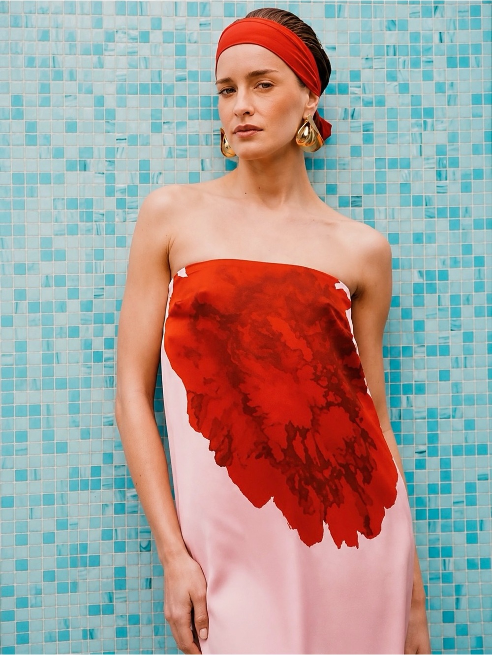 SUBOO | Romantic European Summer Emilia Bustier Red Floral Maxi Dress ~ XL